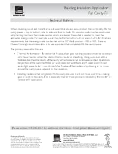 Building Insulation Application Full Cavity Fill Technical Bulletin