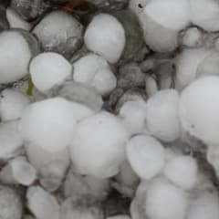 Hail stones on ground