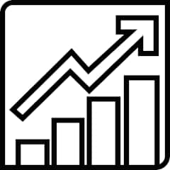Icon of bar graph with arrow pointing up