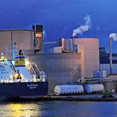 Boortmalt malting company building at dusk