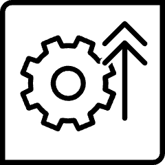 icon image with gear and arrow pointing upwards