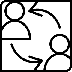 icon showing two people with arrows between them