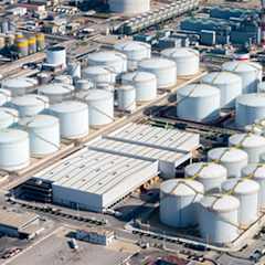 White gas storage tanks