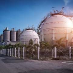 storage spheres sunset