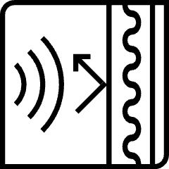 Icon showing sound absorption/noise reduction