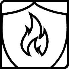 Shield with fire icon inside