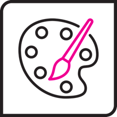 Black and pink icon of paint palette