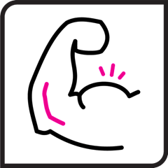 Black and pink icon of strength representing durability