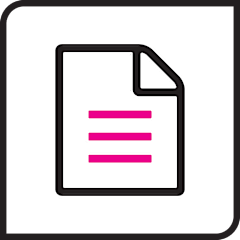 Black and pink icon of a document
