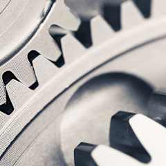 Closeup photo of engine gear wheels