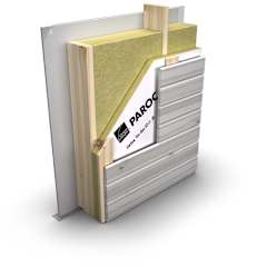 koka karkasa sienas daļa ar akmens vates siltumizolāciju.