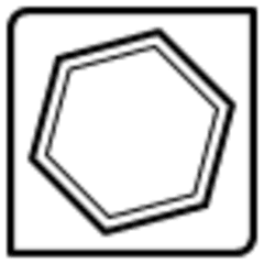 Geometric icon showing two overlapping pentagon shapes in a square frame.