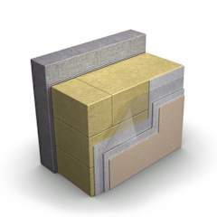 Paroc sprendimai, Tinkuojamos sienos su „lamelių“ šilumos izoliacija