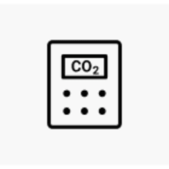 kalkulatora ikona ar simboliem CO2 ekrānā