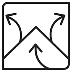 Icon showing air flow through a roof