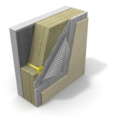 Pudsed facade med pladeisolering