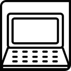 Simple icon of a laptop with a blank screen and a dotted keyboard layout.