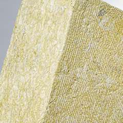 Stone wool insulation material with snowflakes, illustrating its thermal insulation properties.