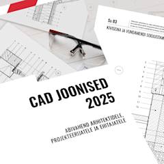 Kataloog „CAD Joonised 2025“ ja üks joonis kataloogist jooniste taustal