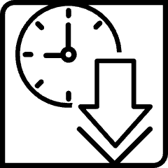 Clock with down arrow icon