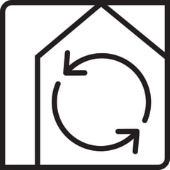 Icon of home with circulating air