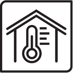 Icon of a house with temperature gauge inside