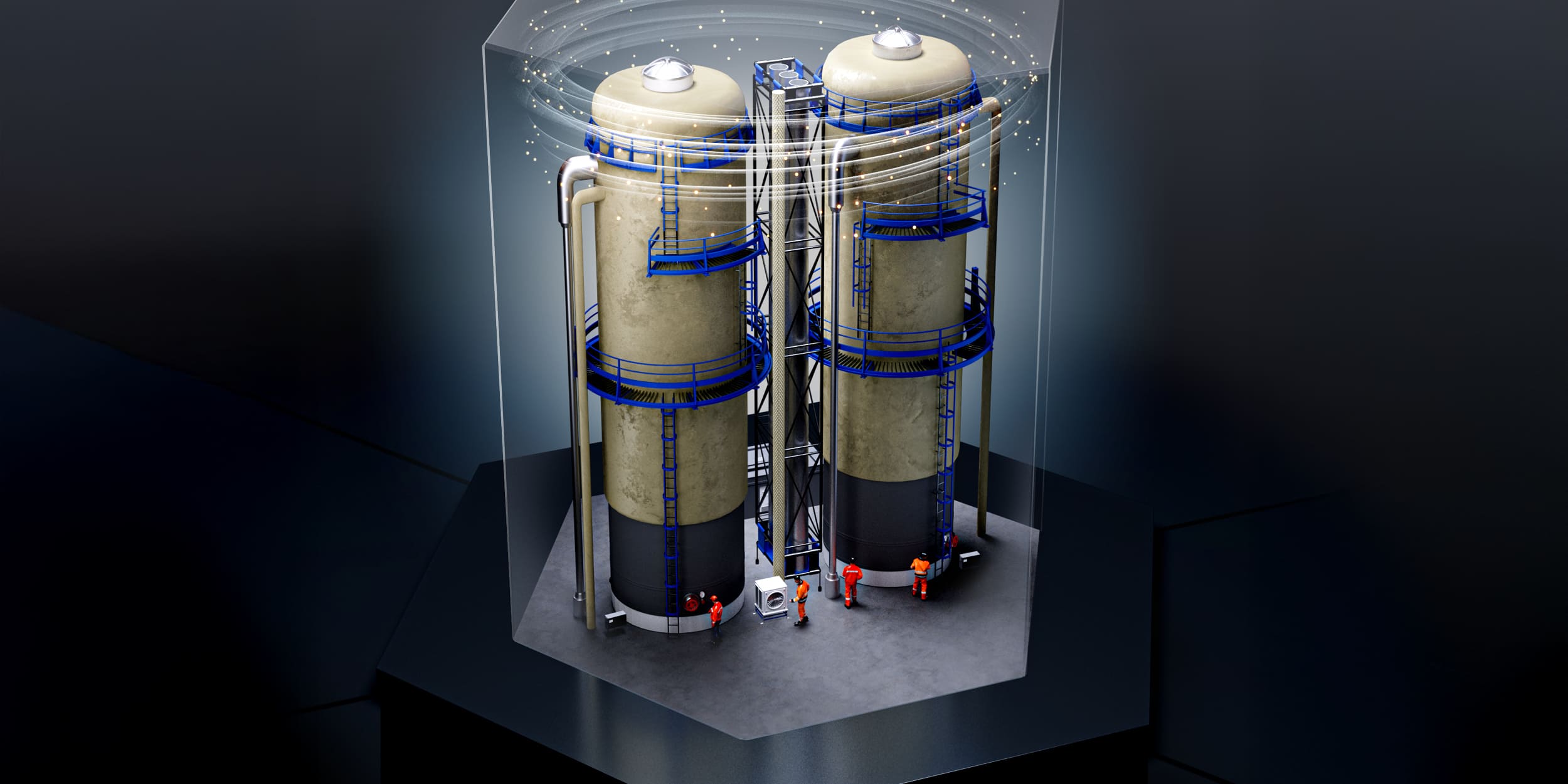 Image showing pipes and elbows insulated with PAROC® Pro Wired Mat LE products, image