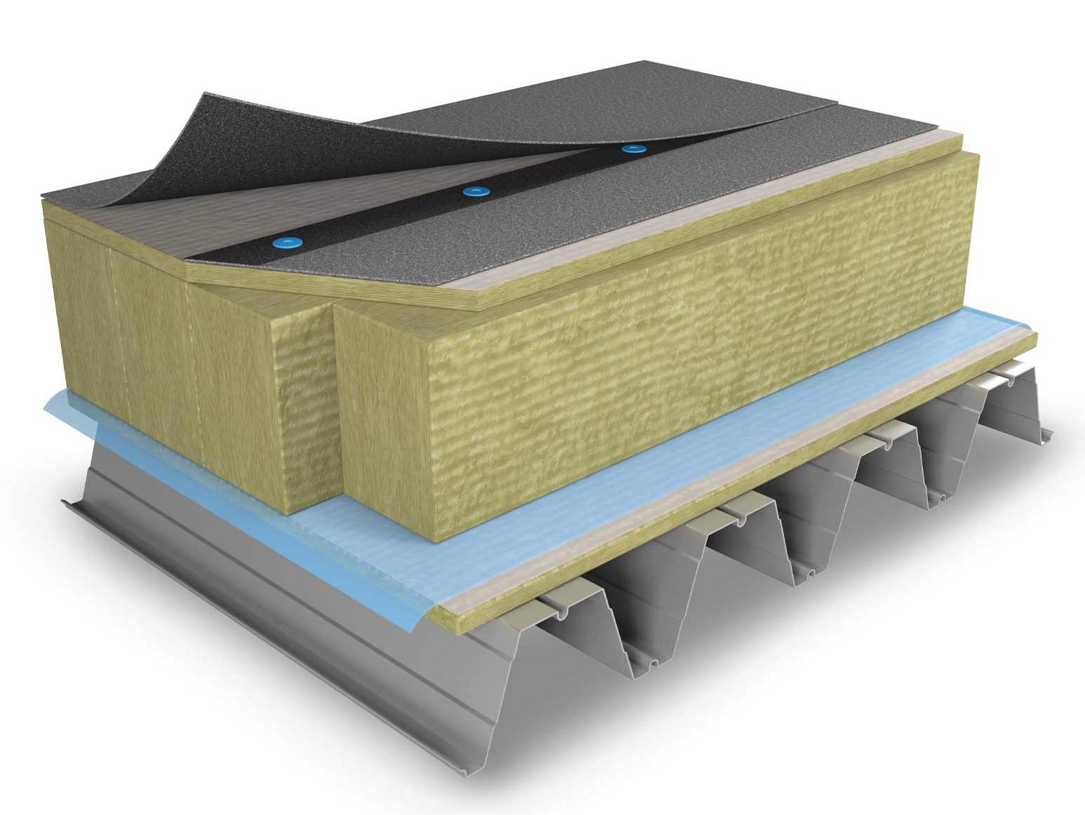 Isolasjonsløsning med PAROC taklameller for underlag av stålplater