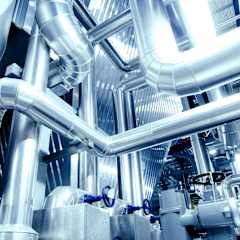 Background showing insulated pipes and elbows in the process industry