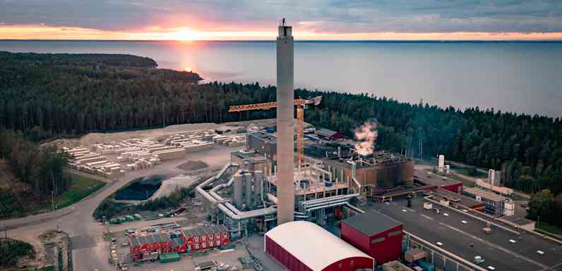 Drone image of the construction site in Hällekis, Sweden.