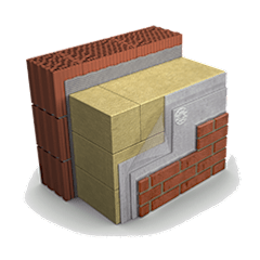 Krohvitud seinad, mille soojusisolatsioon ja keraamilised plaadid on lõigatud.