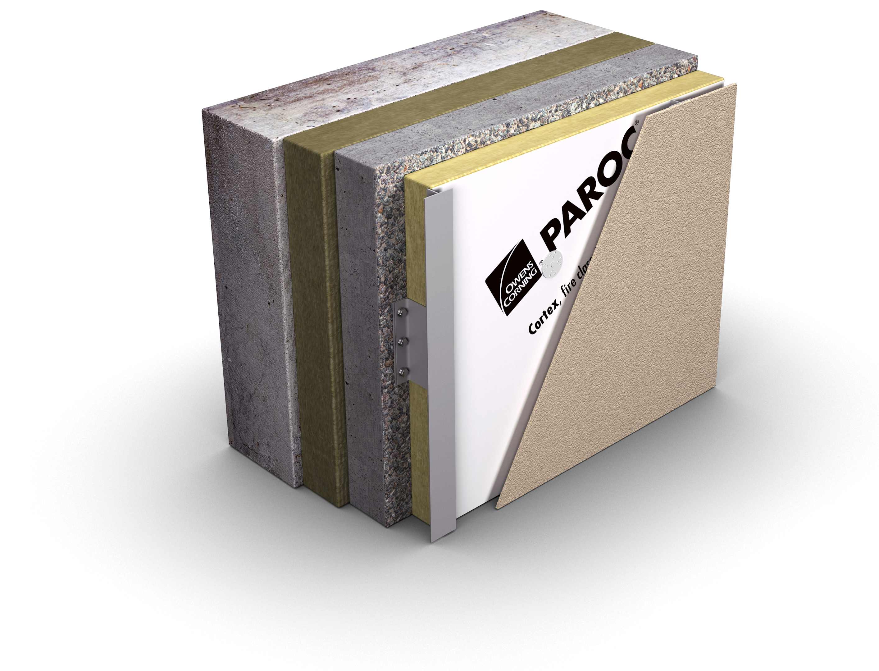 3D-bild av ventilerad fasad ovanpå gammal sandwichfasad av betong