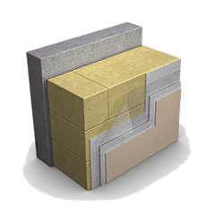 Lamellide soojusisolatsiooniga krohvitud seina lõige