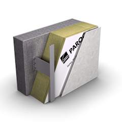 ventilējamās fasādes daļa ar kronšteiniem, siltināta ar paroc akmens vati.