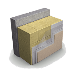 Apmetuma sienas griezums ar "lamellu" siltumizolāciju