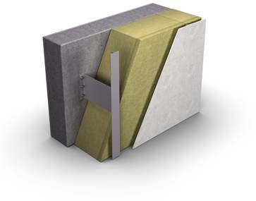 renovuojamos sienos pjūvis su PAROC akmens vatos izoliacijos sluoksniu