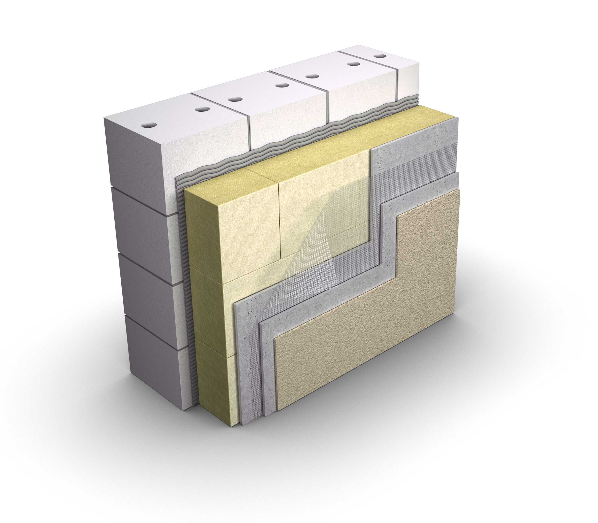 Verputzte Fassade mit PAROC-Lamellendämmung
