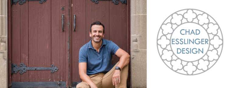 A photo of Chad Esslinger on the left with a logo on the right with the text "Chad Esslinger Design"