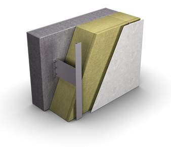 renovējamās sienas daļa ar PAROC akmens vates izolācijas slāni.