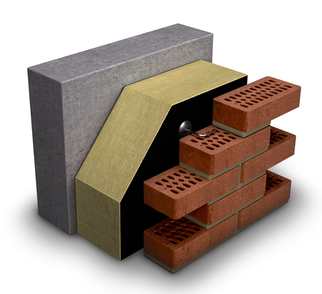 Wentylowana ściana betonowa z ceglaną fasadą i izolacją PAROC