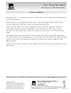 Duct Wrap Not Rated for Acoustic Performance Technical Bulletin