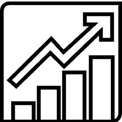 Icon of an arrow pointing upward showing growth