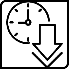 Icon with clock and arrow pointing downward