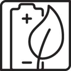 Icon showing battery and leaf