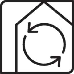 Home icon with arrows inside in a circular shape