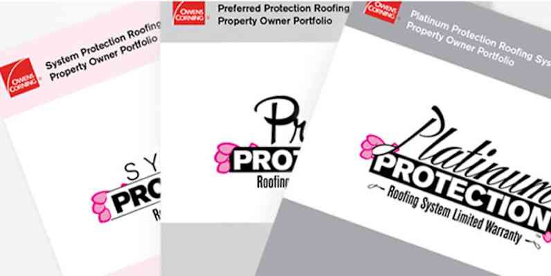 Photo of Owens Corning warranty brochure covers