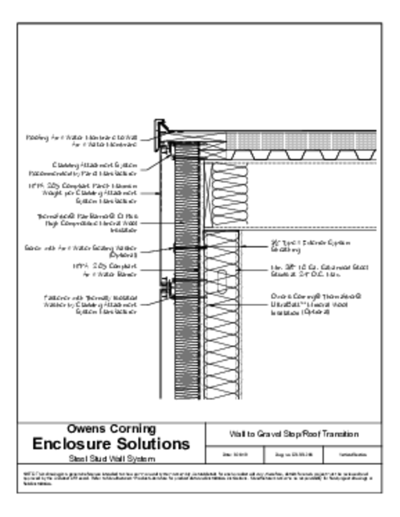 CAD FILE - STEEL STUD WALL - ROOF TRANSITION - THERMAFIBER RAINBARRIER HC MINERAL WOOL CI WITH PANEL SYSTEM AND GRAVEL STOP