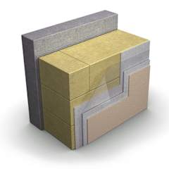 Verputzte Fassade WDVS gedämmt mit PAROC-Lamellen