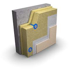 Uusi eristerappaus vanhan puretun betonisandwich-julkisivun ja eristekerroksen tilalle