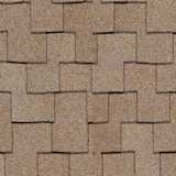 Las tejas Woodmoor Sand Castle tienen un color generalizado tostado cálido que se logra al mezclar gránulos de color tostado, blanco y marrón claro.